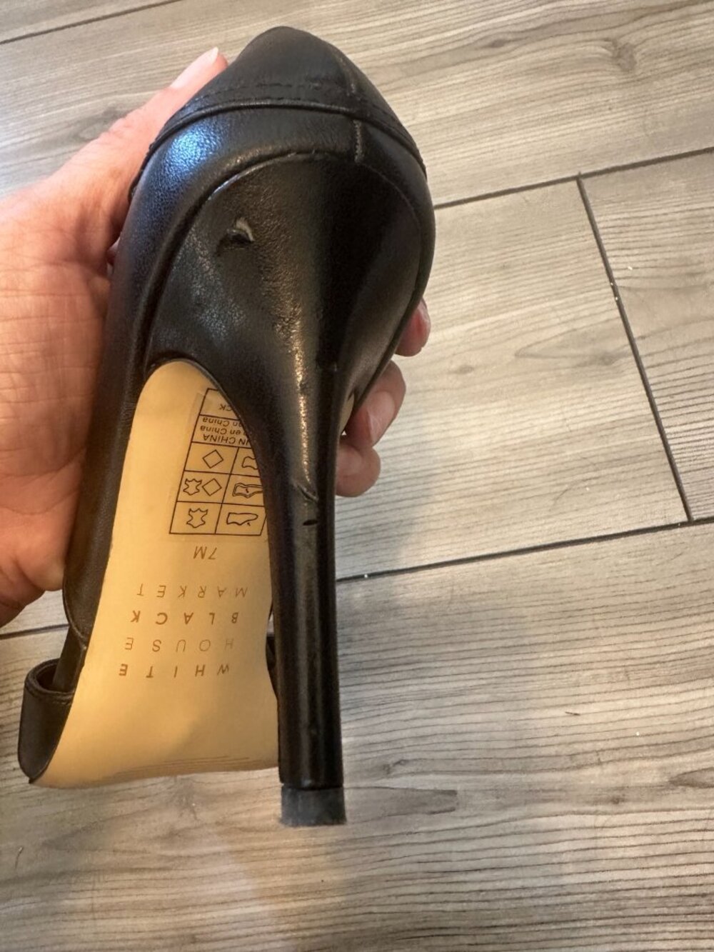 White House Black Market Casey Black Ankle Strap Pointed Toe Heels Size 7 - Picture 6 of 8